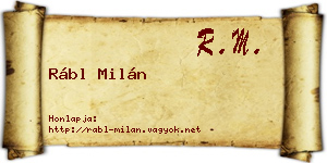 Rábl Milán névjegykártya